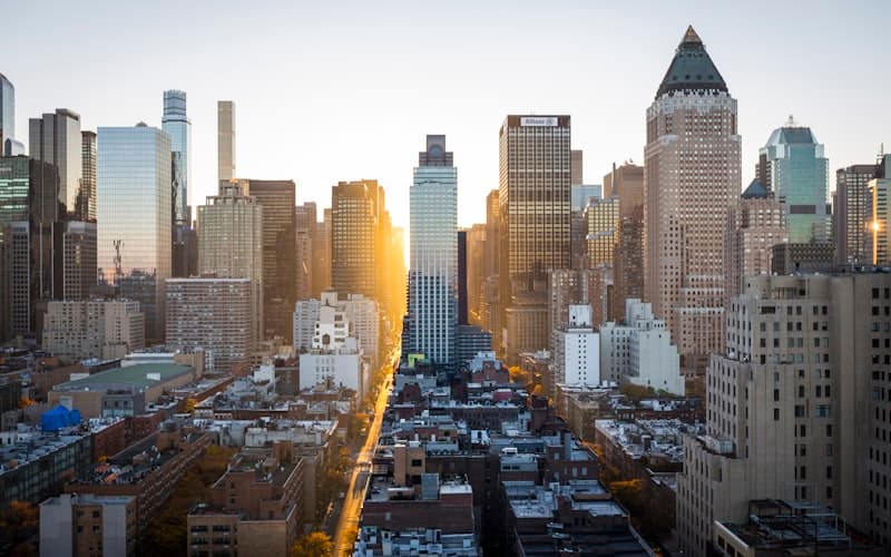 Northeast US city skyline at dusk