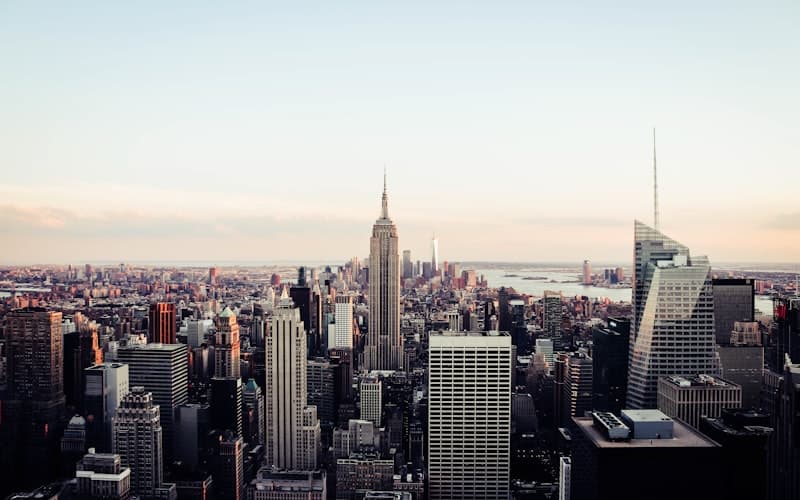 New York City skyline at dusk